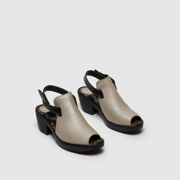 Fly London Wena Silver and Black Slingback Mules Size 41 - Picture 3 of 13